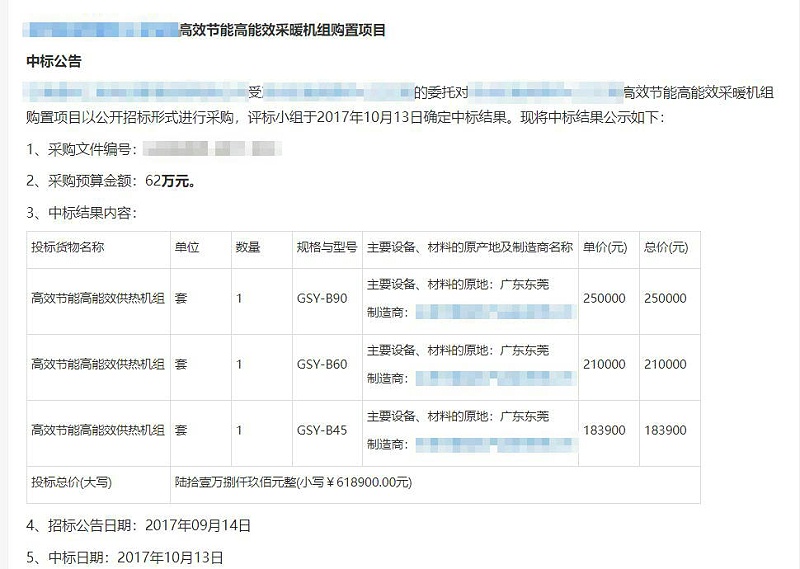 中標(biāo)項目